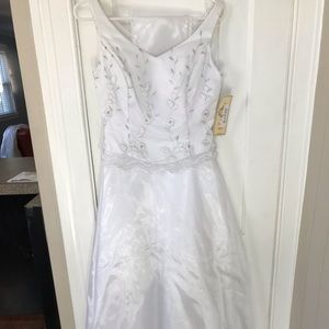White chiffon and silver embroidery dress